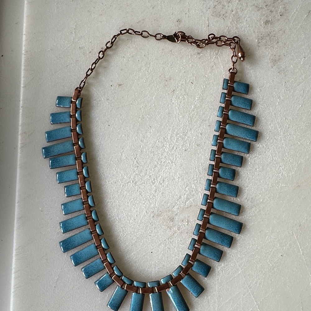 Matisse Teal Blue Tiled Statement Necklace